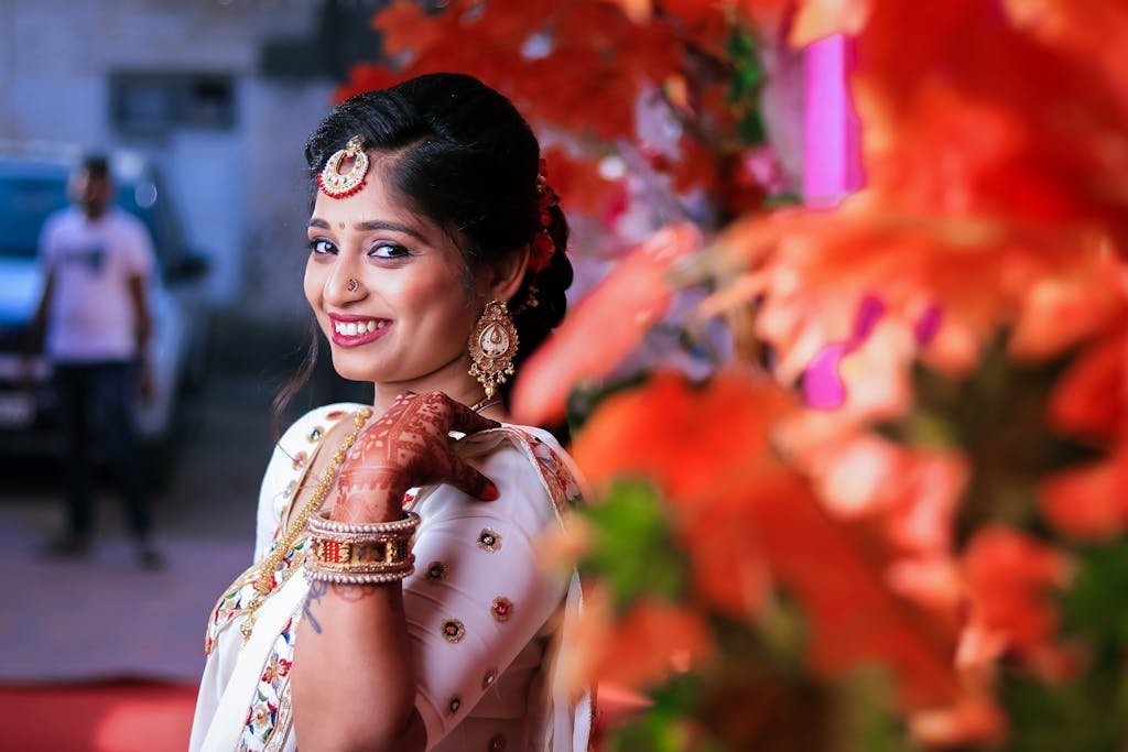 A beautiful indian bride in traditional attire
